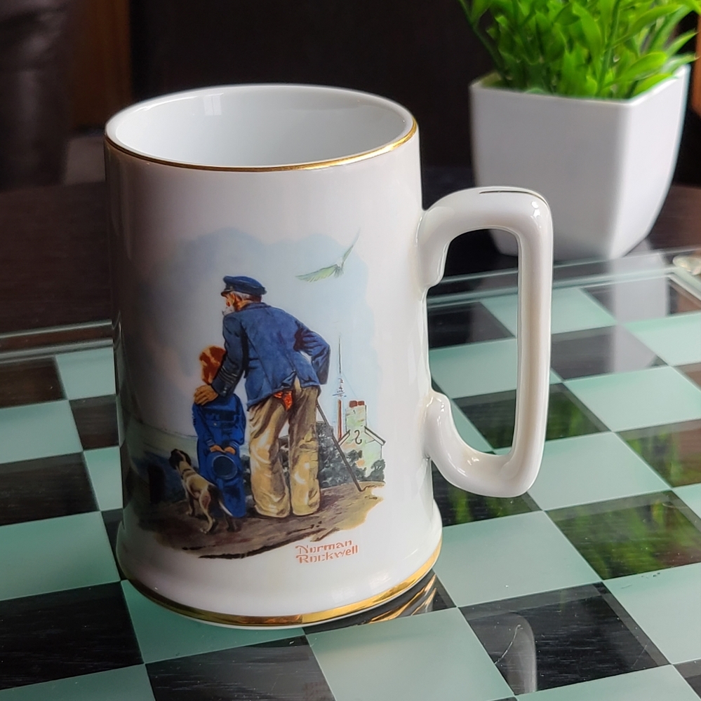 Looking out to Sea Norman Rockwell Cup Muggold trim in collectible